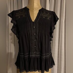 Abercrombie and Fitch Top with Short Ruffle Sleeve XS
